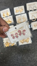 pink iced stone earrings