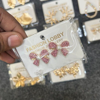 pink iced stone earrings