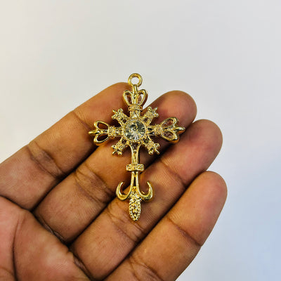 Gold white stone cross
