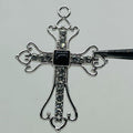 Silver iced out Black square stone cross