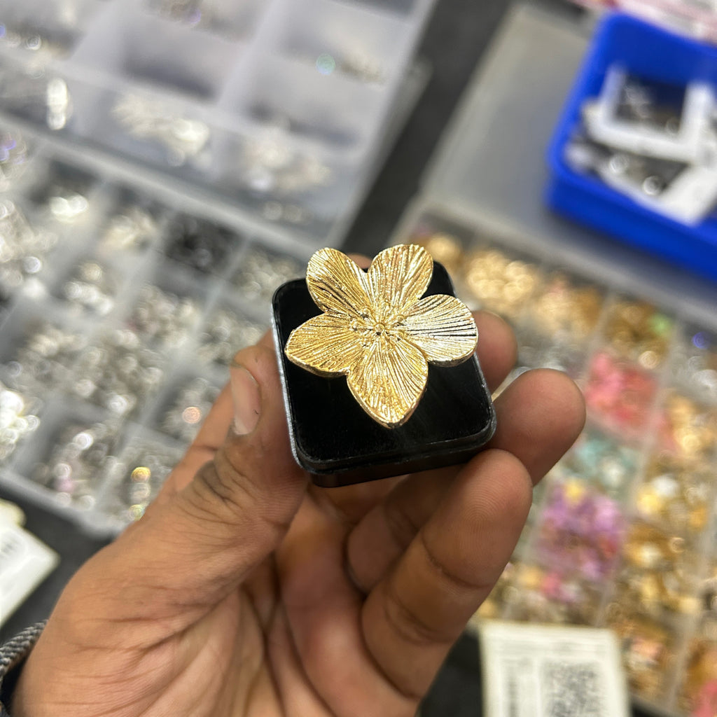 Rose gold plated flower ring