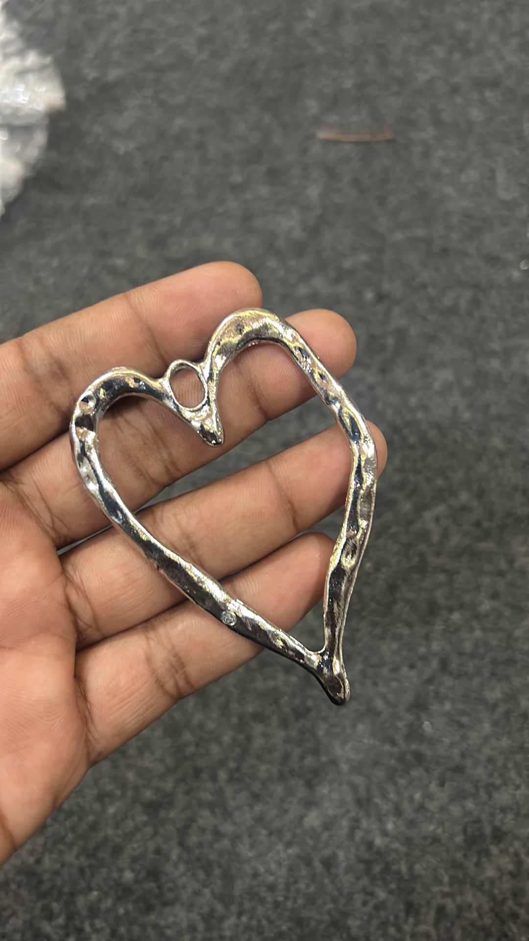 Silver chunky big heart pendant