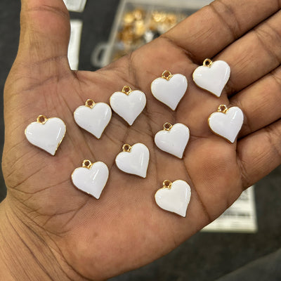 10 pcs white heart charms