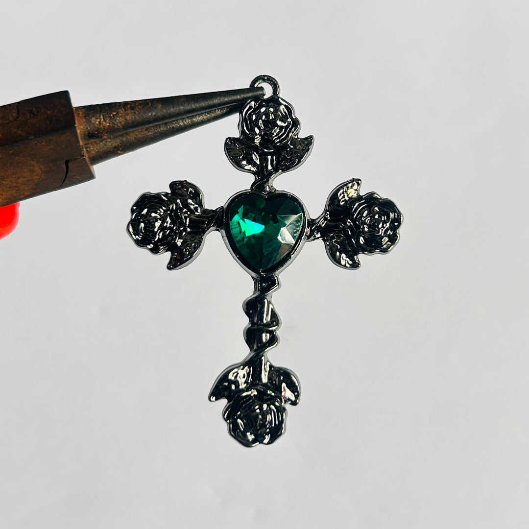 Black green heart cross