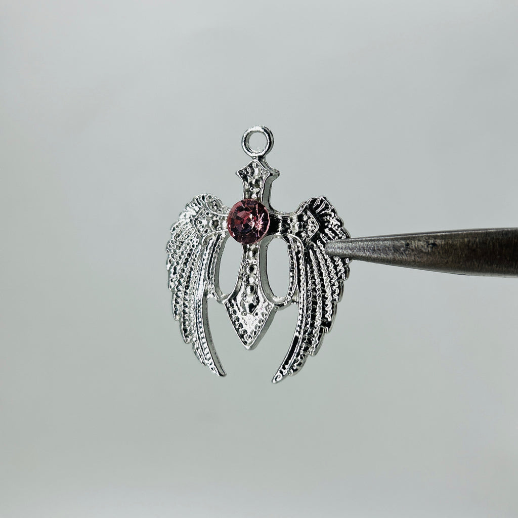 Wings cross pink stone