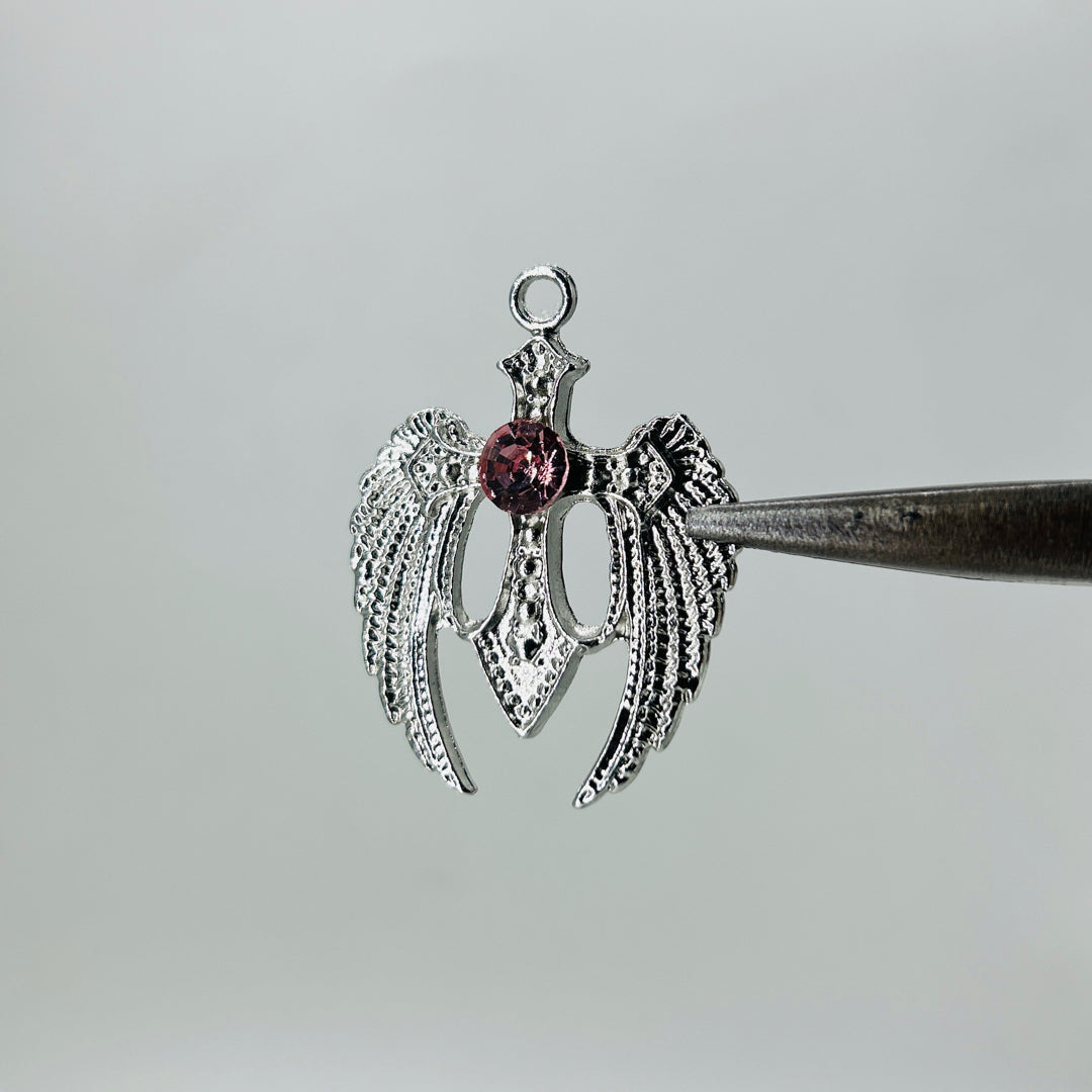 Wings cross pink stone