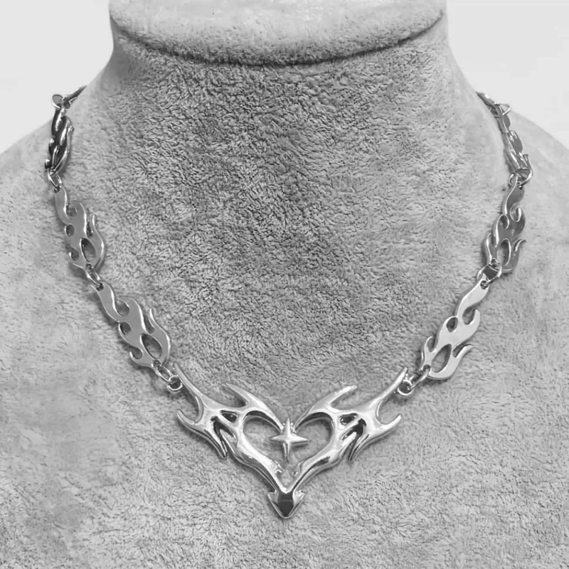 Gothic y2k Flame necklace