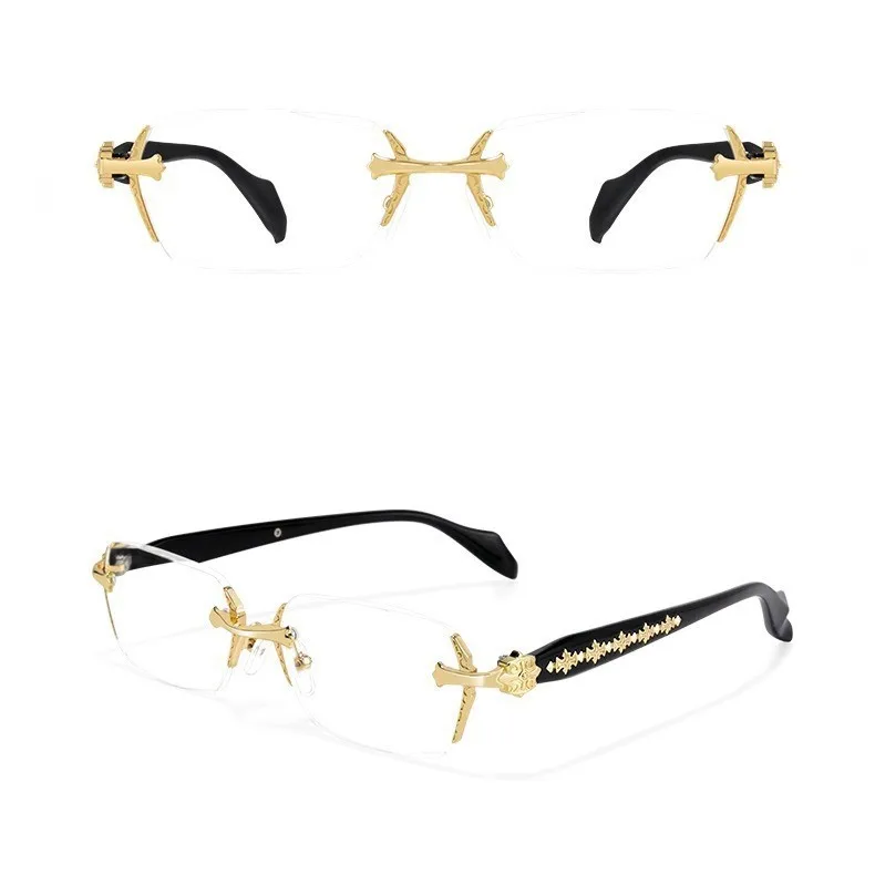 Gold Prosperity Rimless Metal Frame Glasses