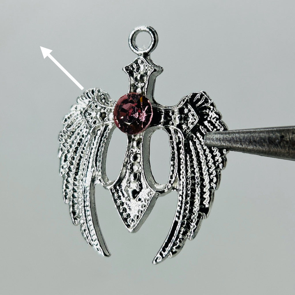 Wings cross pink stone