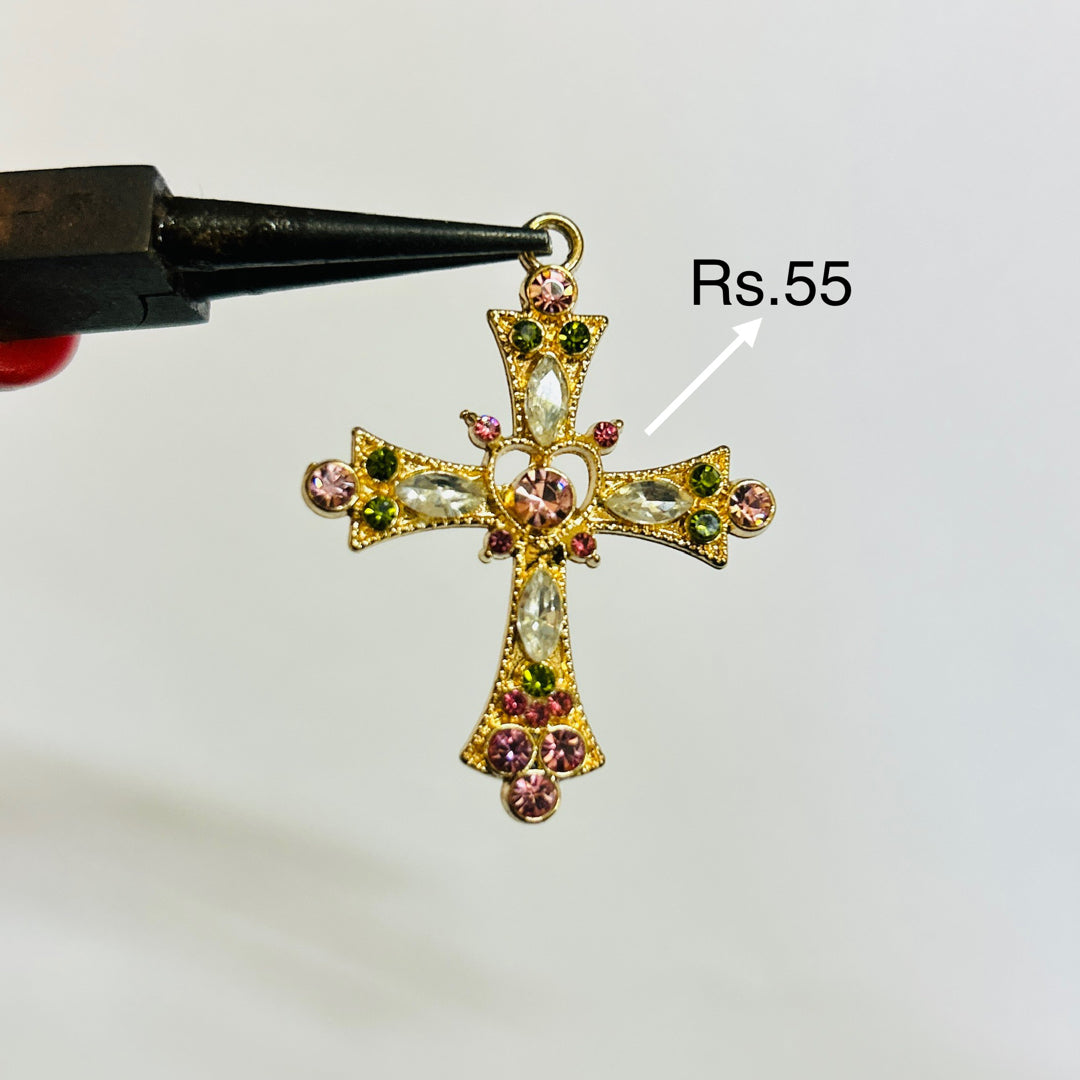 gold trending cross , green pink