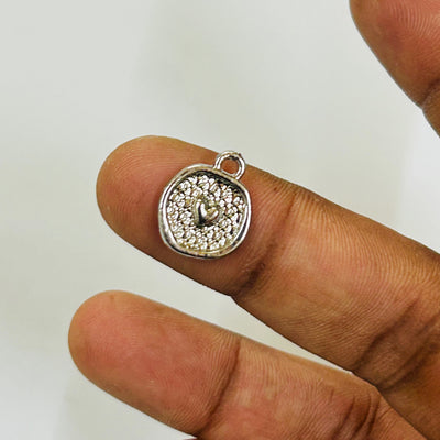round heart silver charms