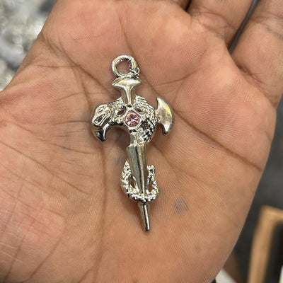 Snake cross with pink stone