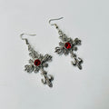 trending red stone cross earrings set