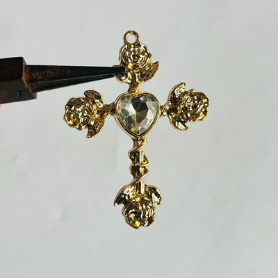 Golden white heart cross