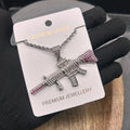 iced out gun pendant with chain