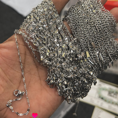 10 chain Silver stainless steel chain 19 inch long