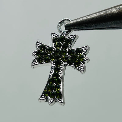 2 pcs Ch iced out green cross