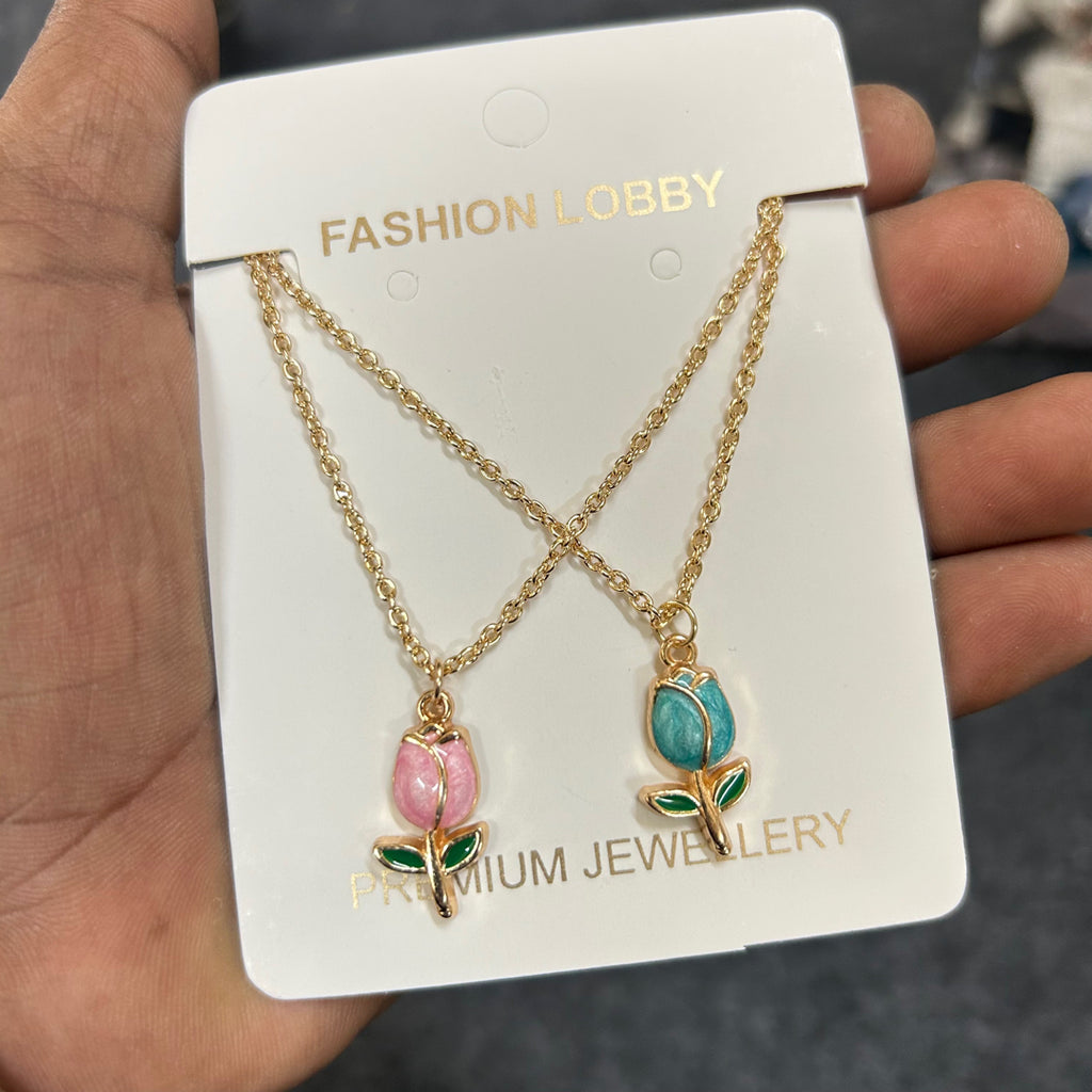 tulip necklace set of 2 pendant with chain